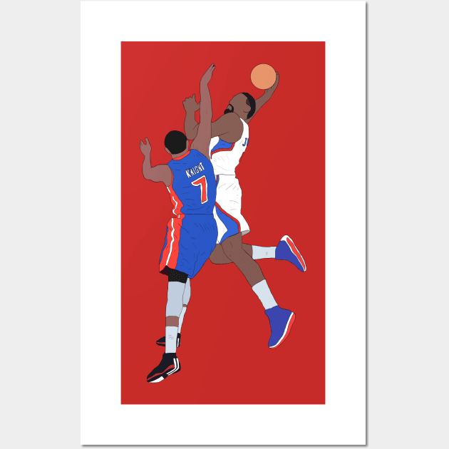 DeAndre Jordan Dunk Over Brandon Knight Wall Art by rattraptees